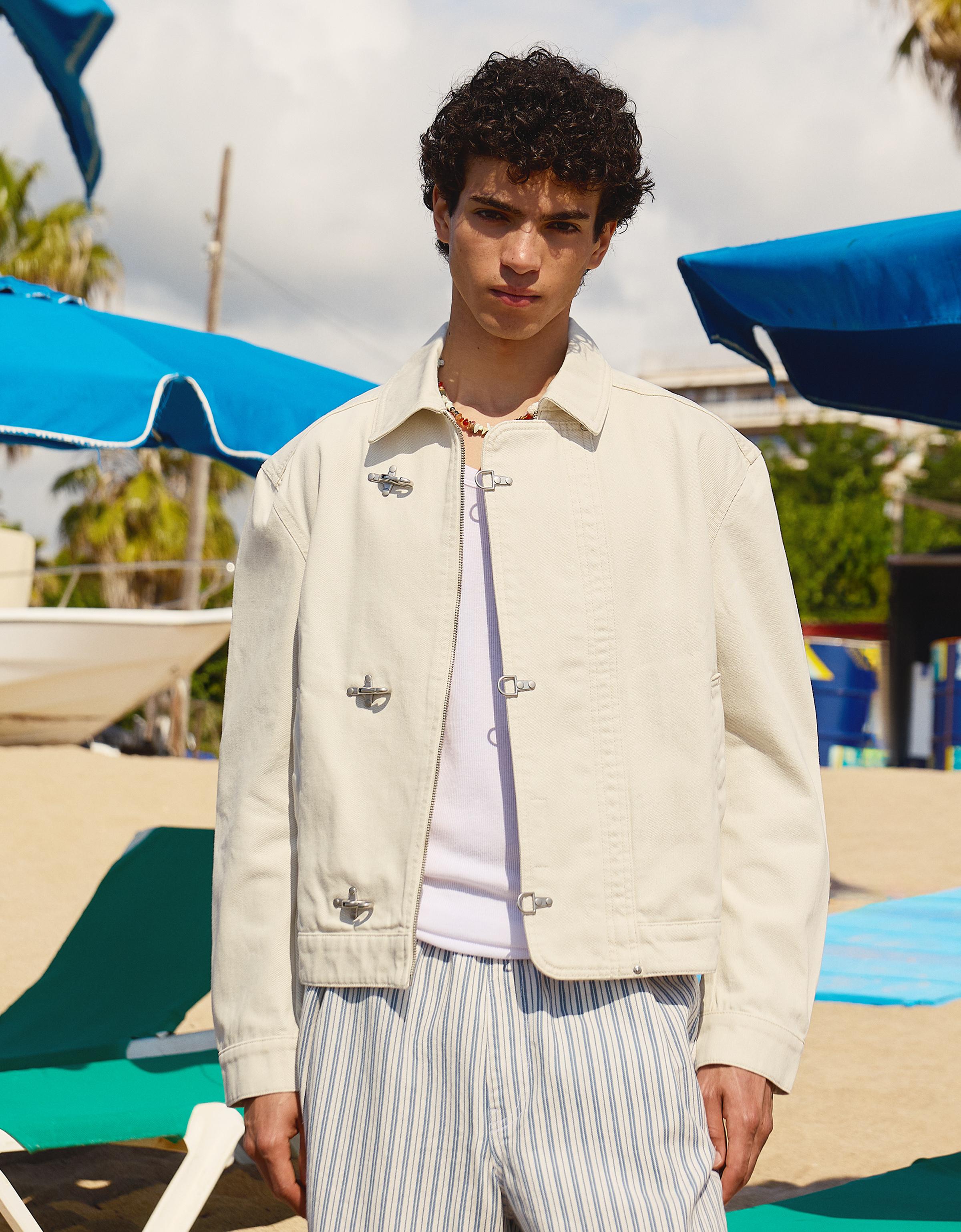 Bershka Cazadora Alamares Hombre Crudo