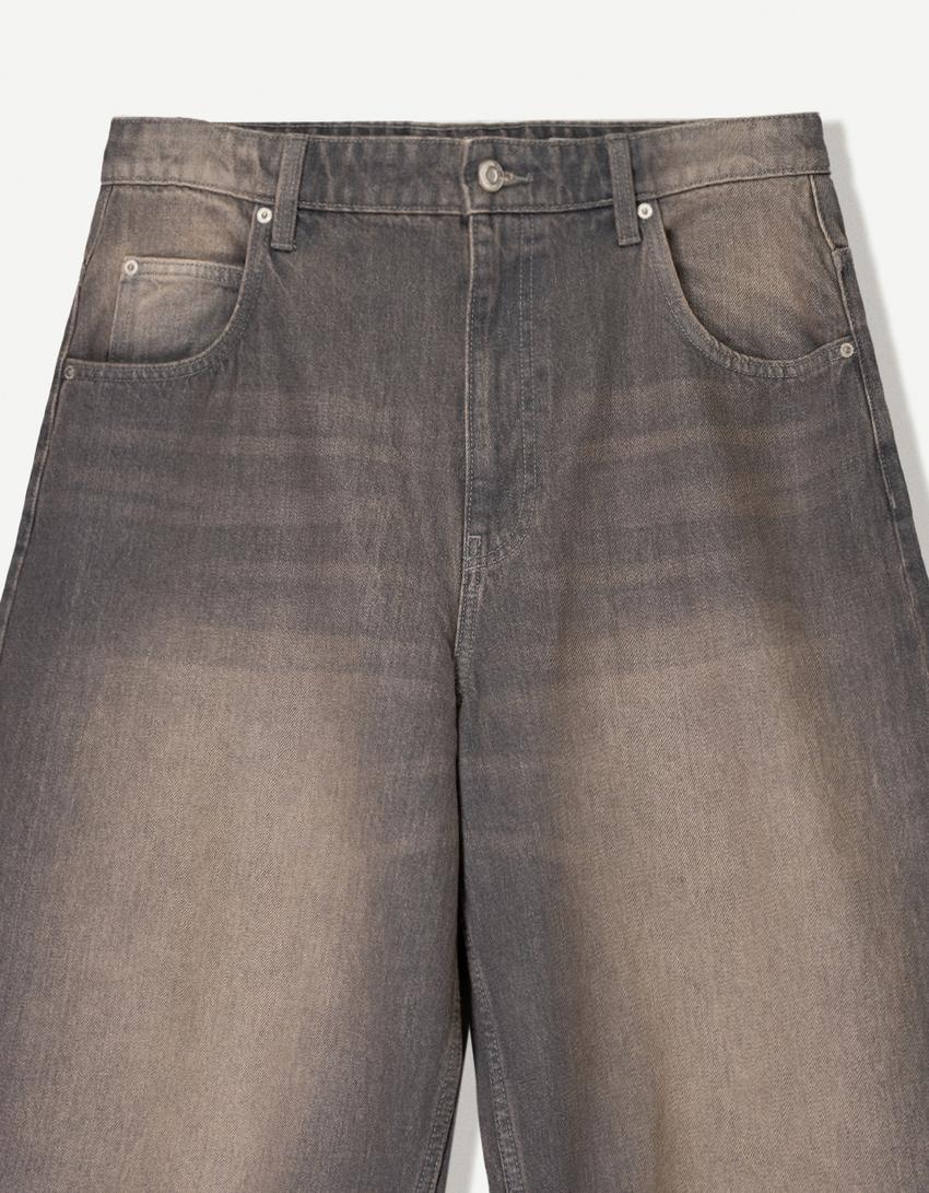 Bermuda jort denim super baggy-Gris foncé-2