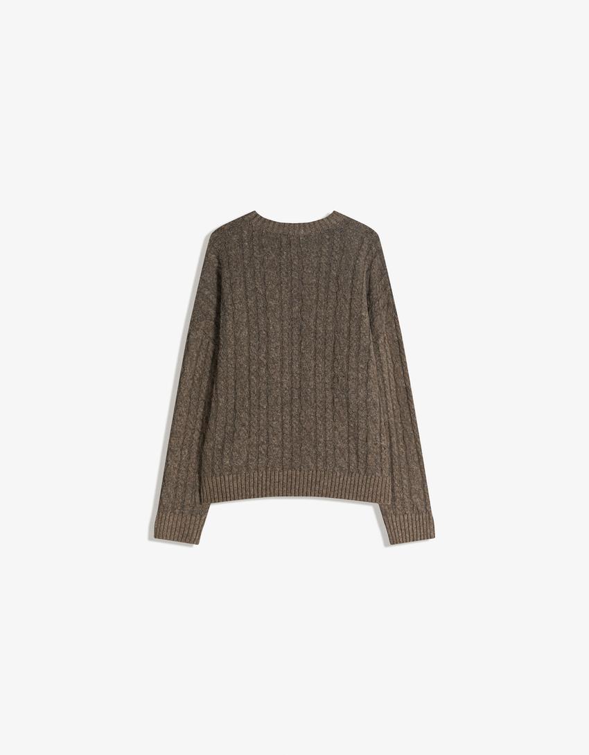 Pull tressé-Marron