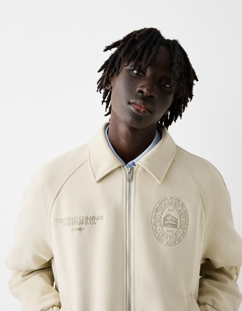 جاكيت مطرز من جلد صناعي-حجري-2