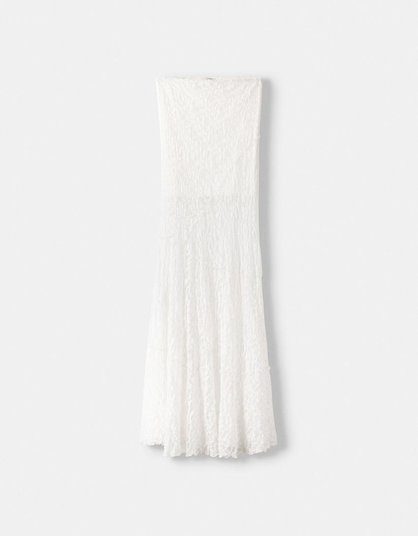 Blonde lace top and skirt set-Off white-4