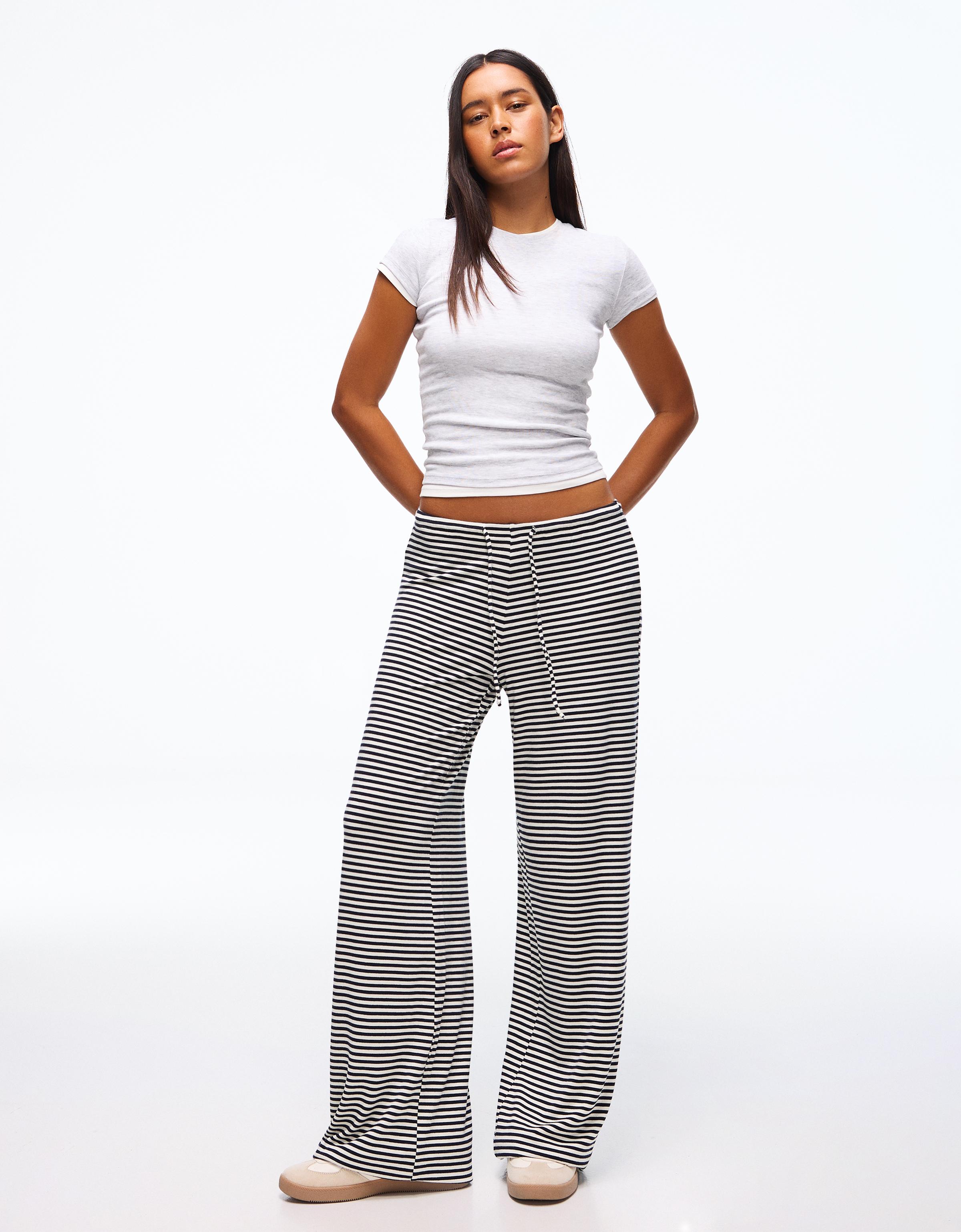 Çizgili baskılı straight fit pantolon - Görsel 29