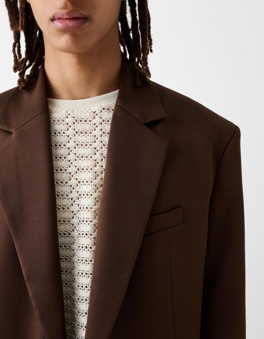 Veste tailleur bouton-Marron-6