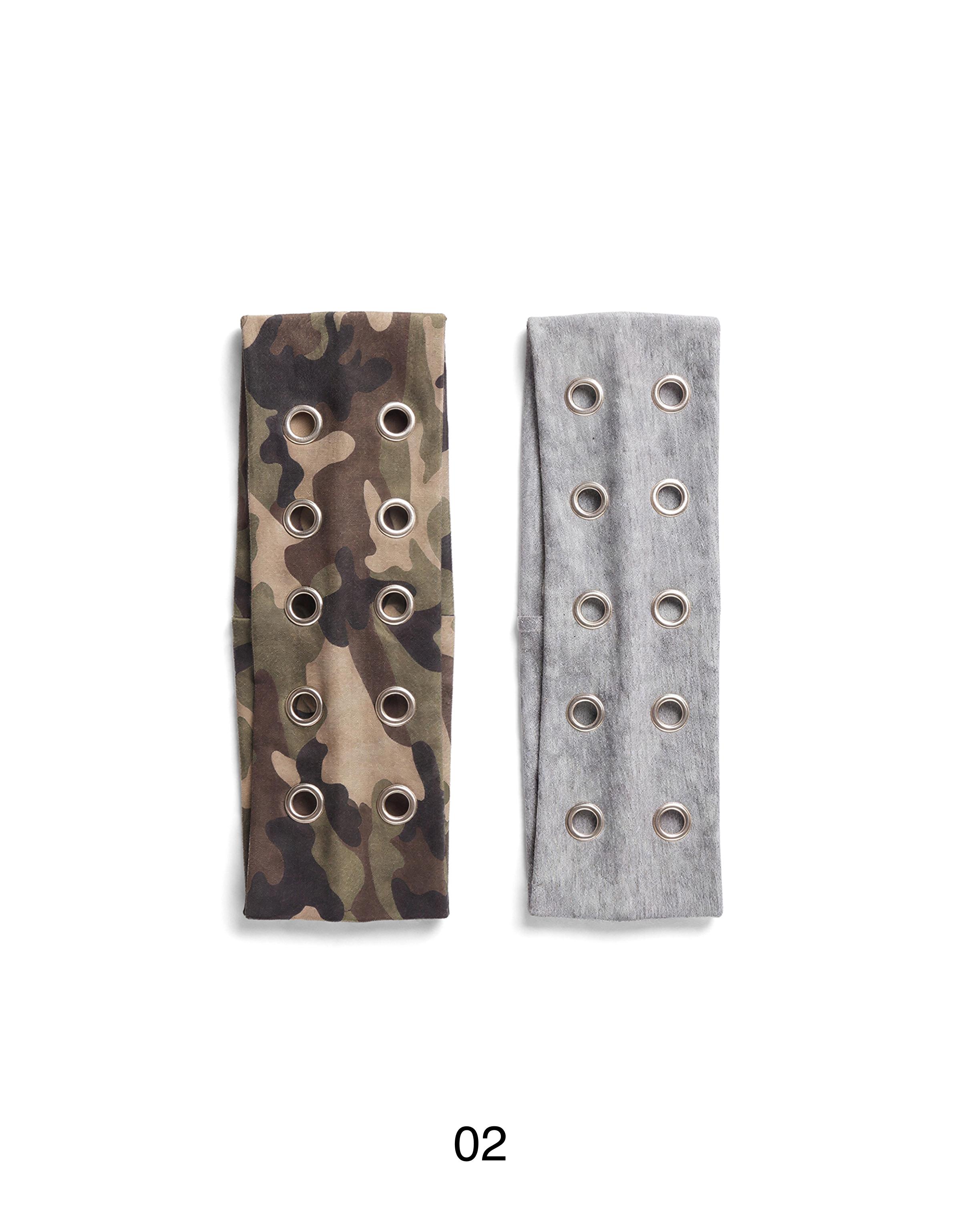 Pack of 2 eyelet headbands — Khaki