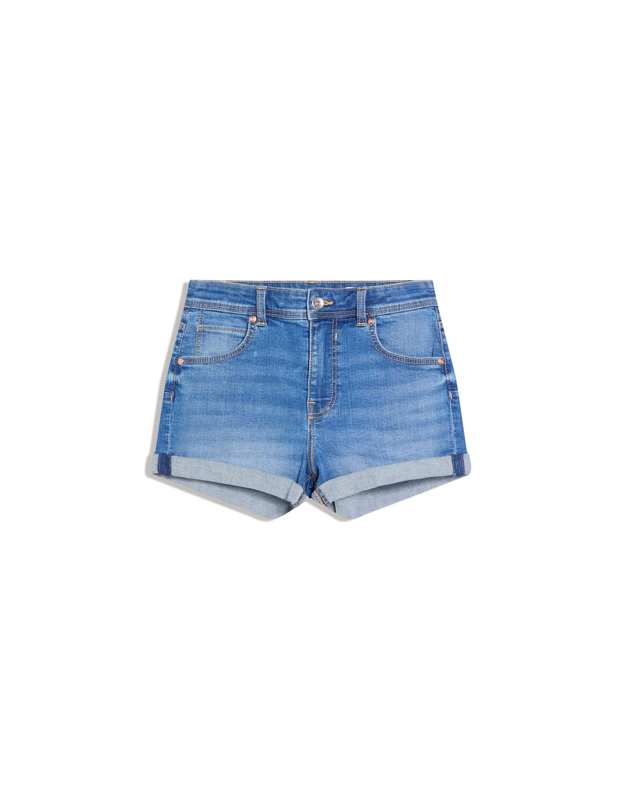 Roll-up denim shorts