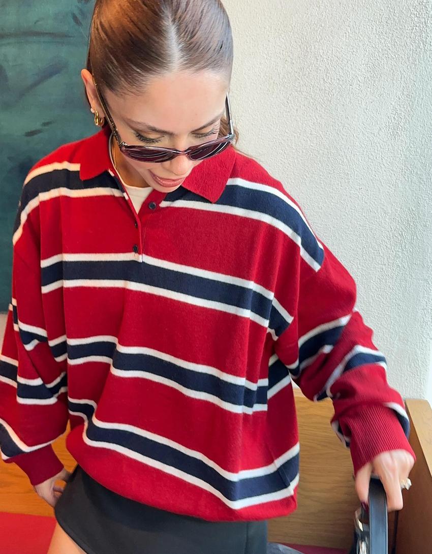 Jersey cuello polo-Rojo