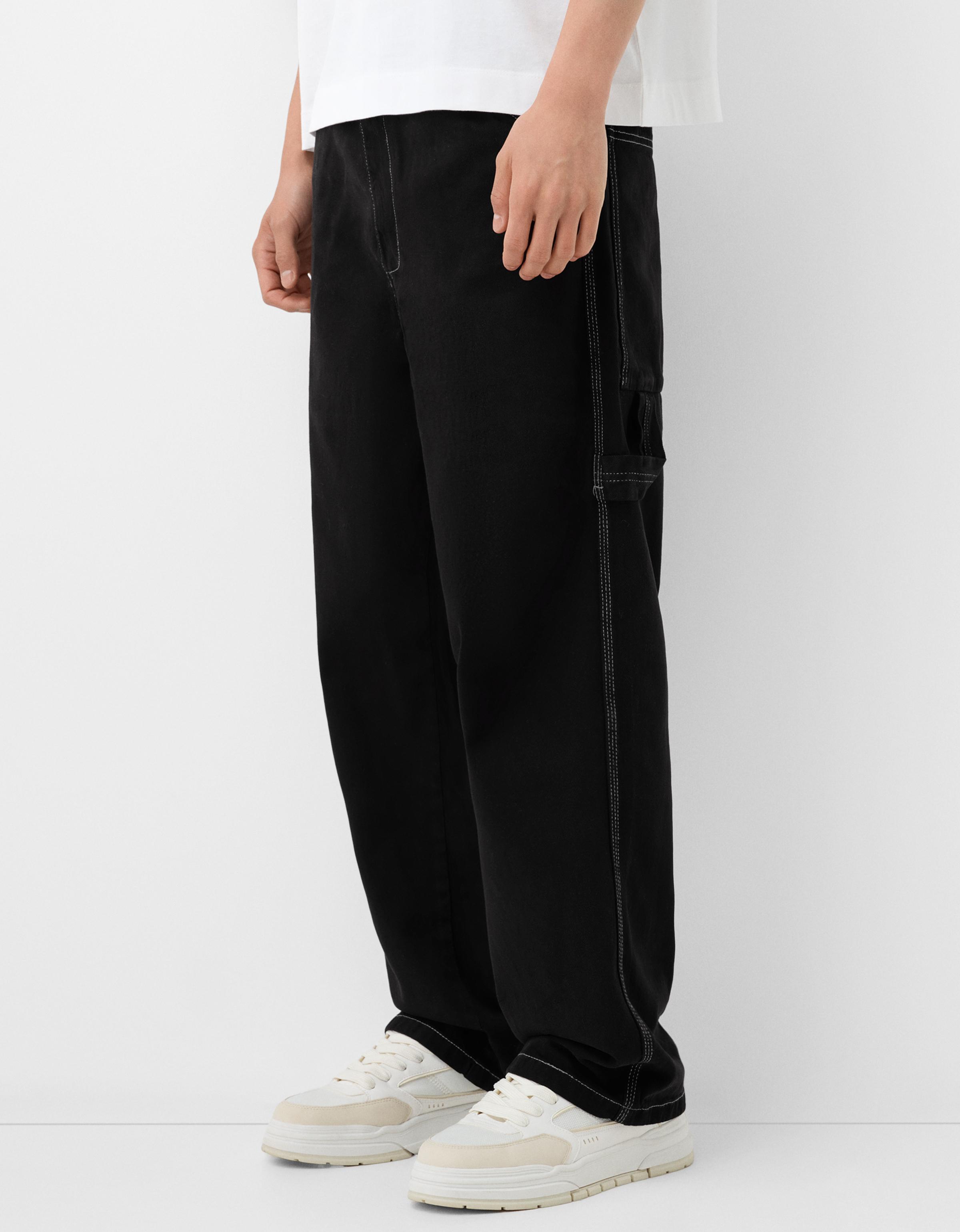 Bershka Hose Aus Baumwolle Im Workwear-Look Herren 44 Schwarz