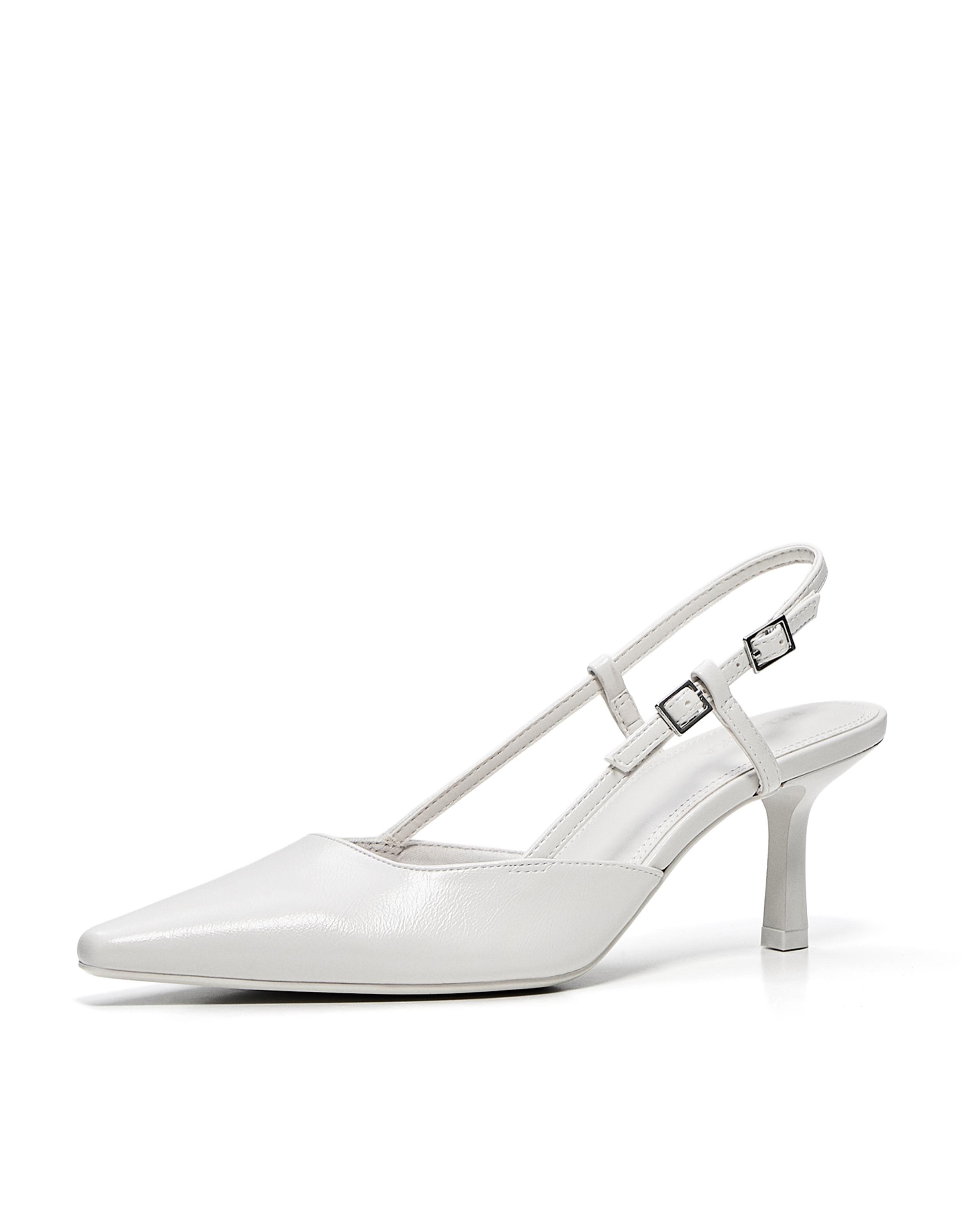 BUCKLED HIGH-HEEL SHOES — WHITE