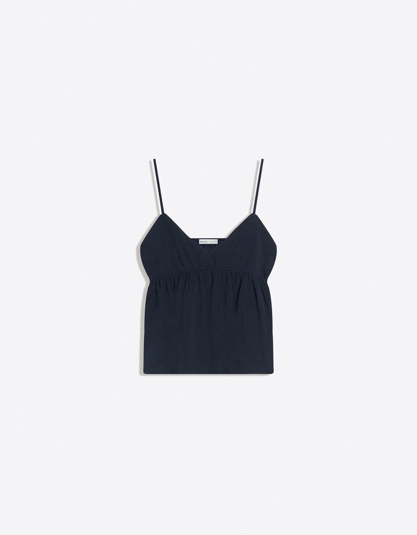 Strappy peplum top-Navy