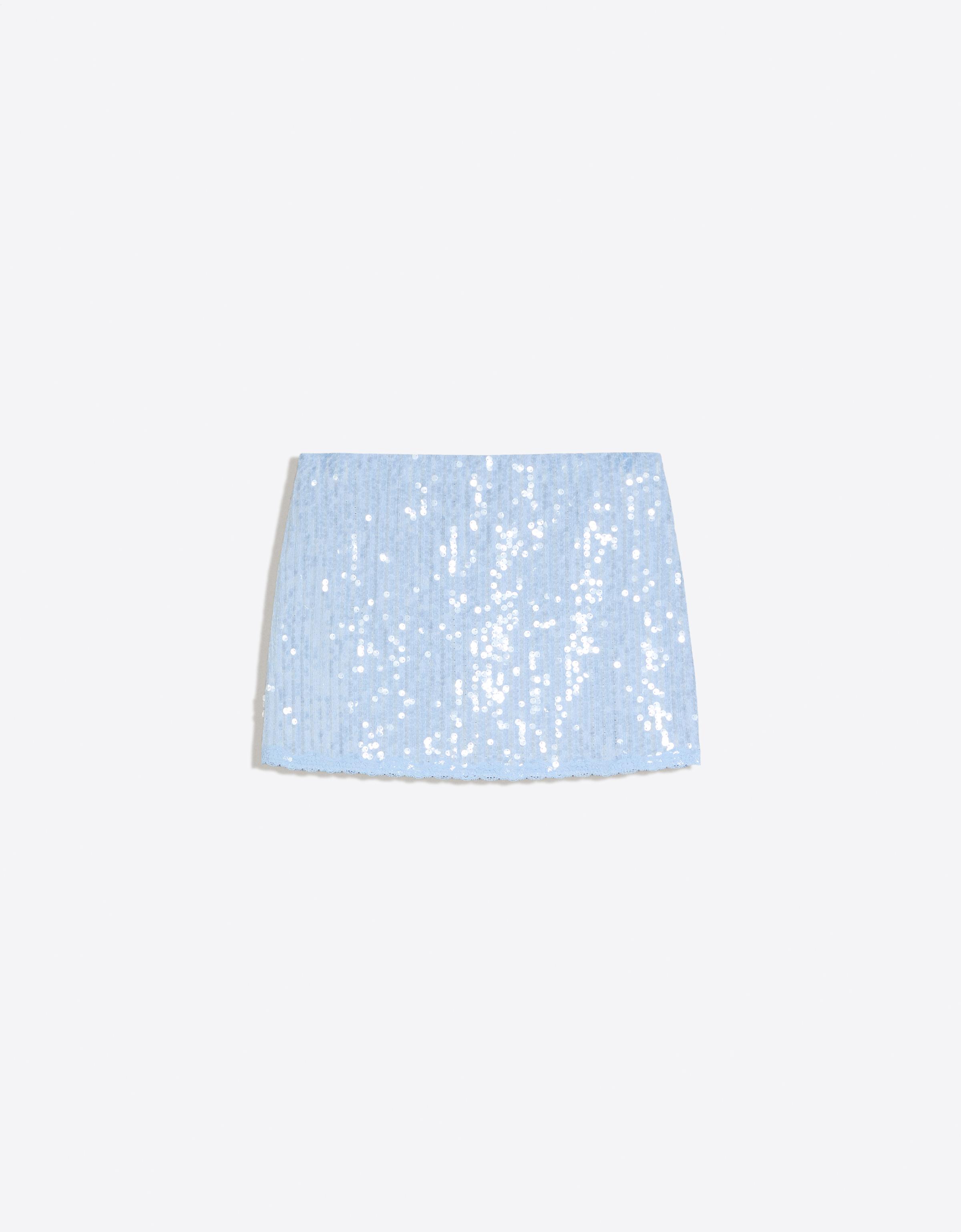 Sequin lace mini skirt — Light blue