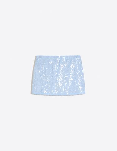 Sequin lace mini skirt — Light blue 6