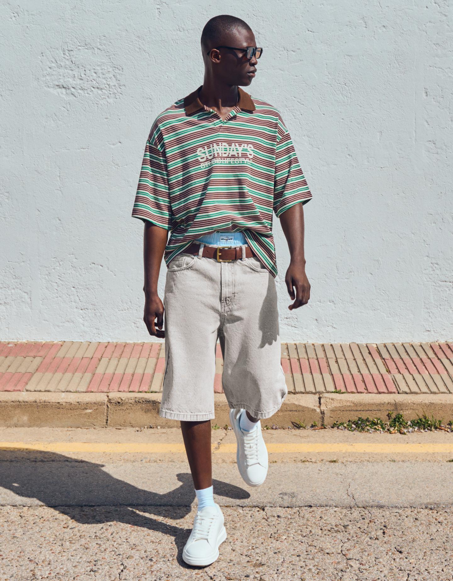 Bershka bermudy z denimu o kroju baggy szary