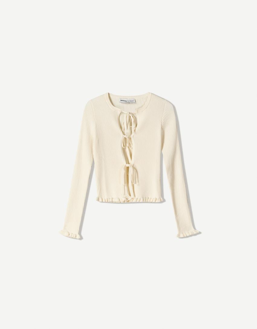 Chaqueta lazada volantes-Crudo-3
