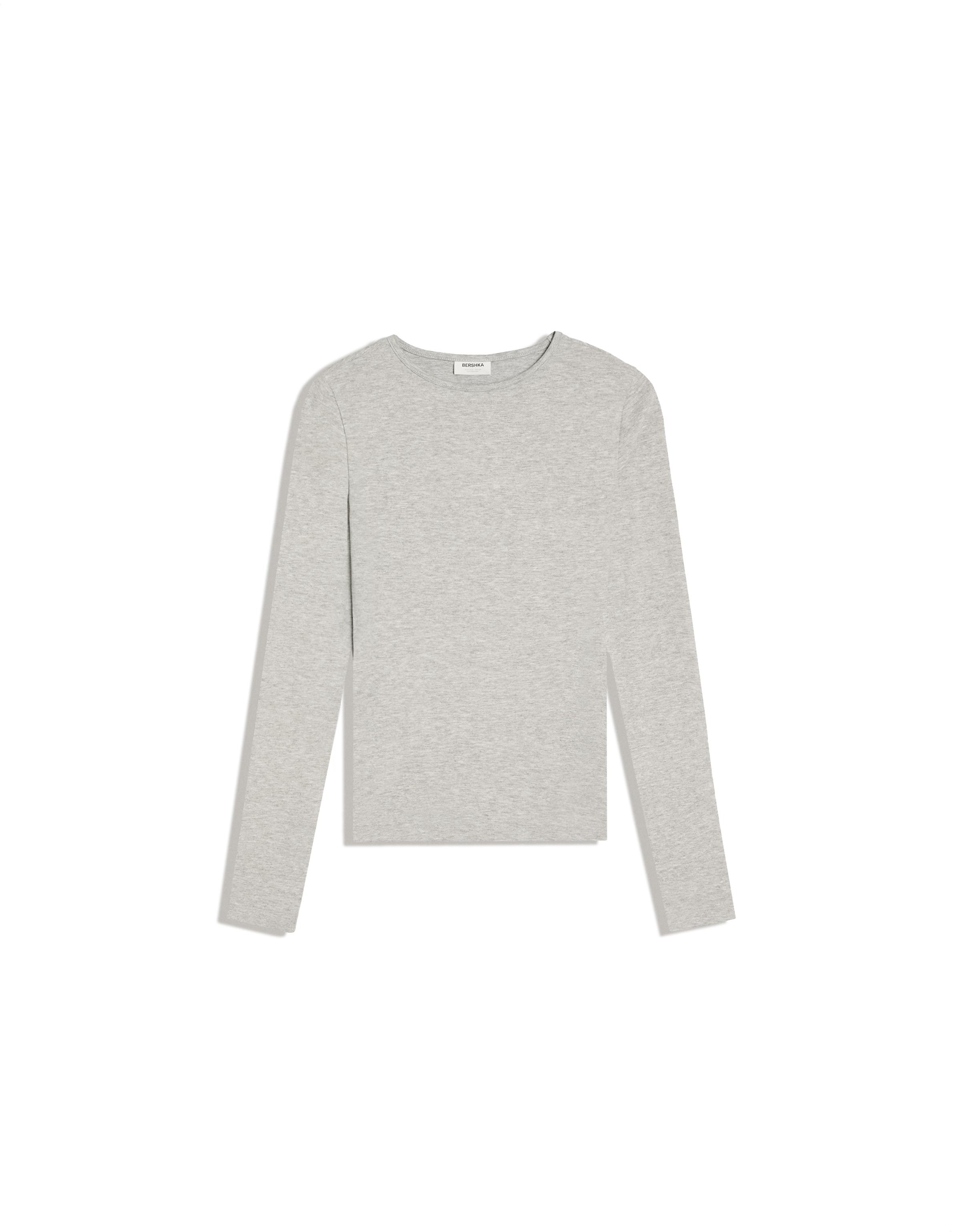 Round neck long-sleeve T-shirt — Grey