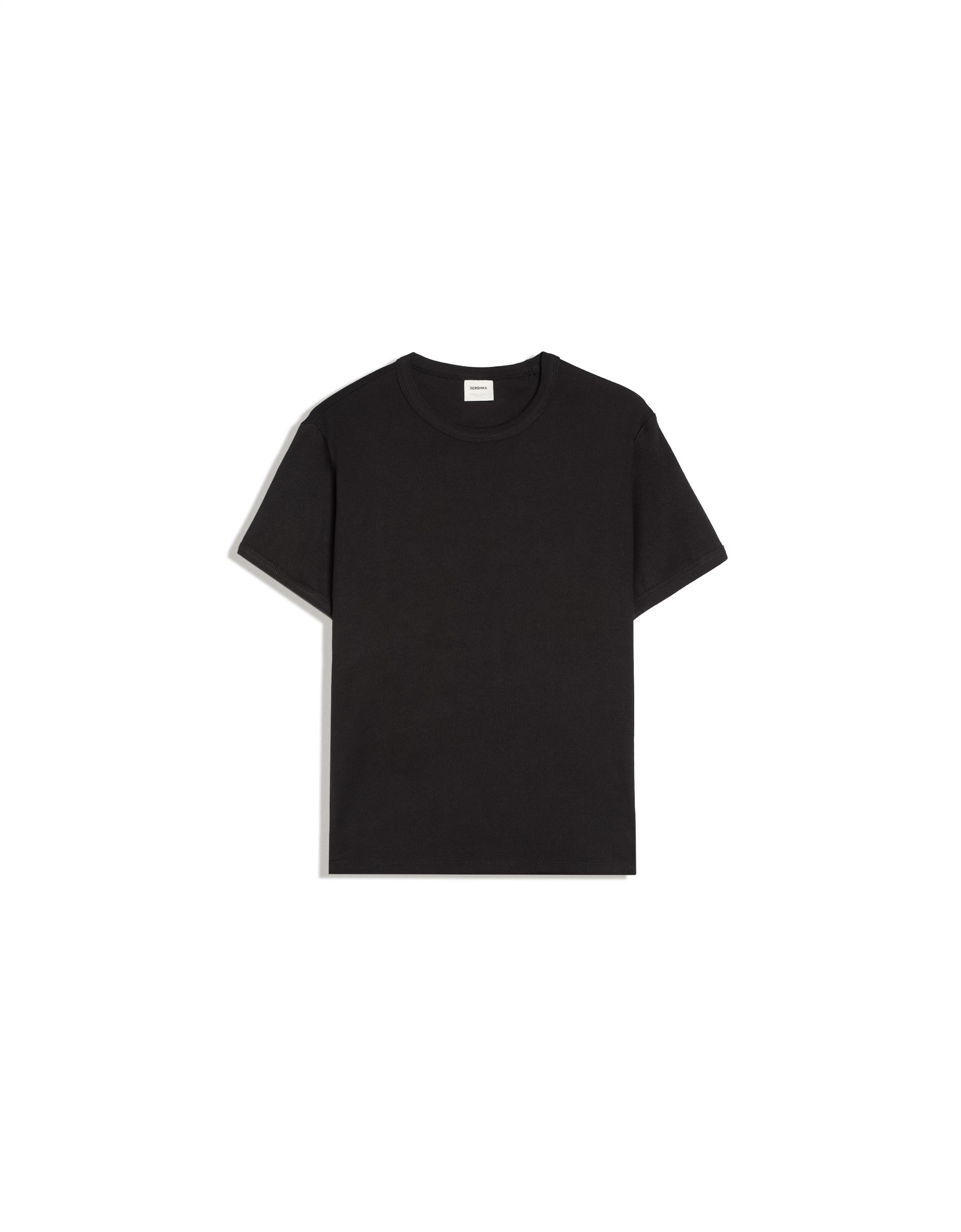Slim fit ribbed T-shirt — Black