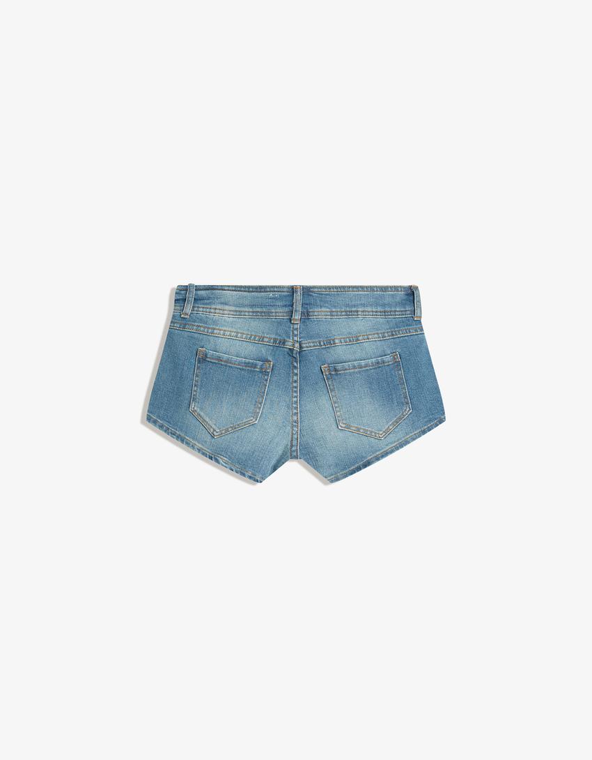 Mini denim short-Gewassen blauw