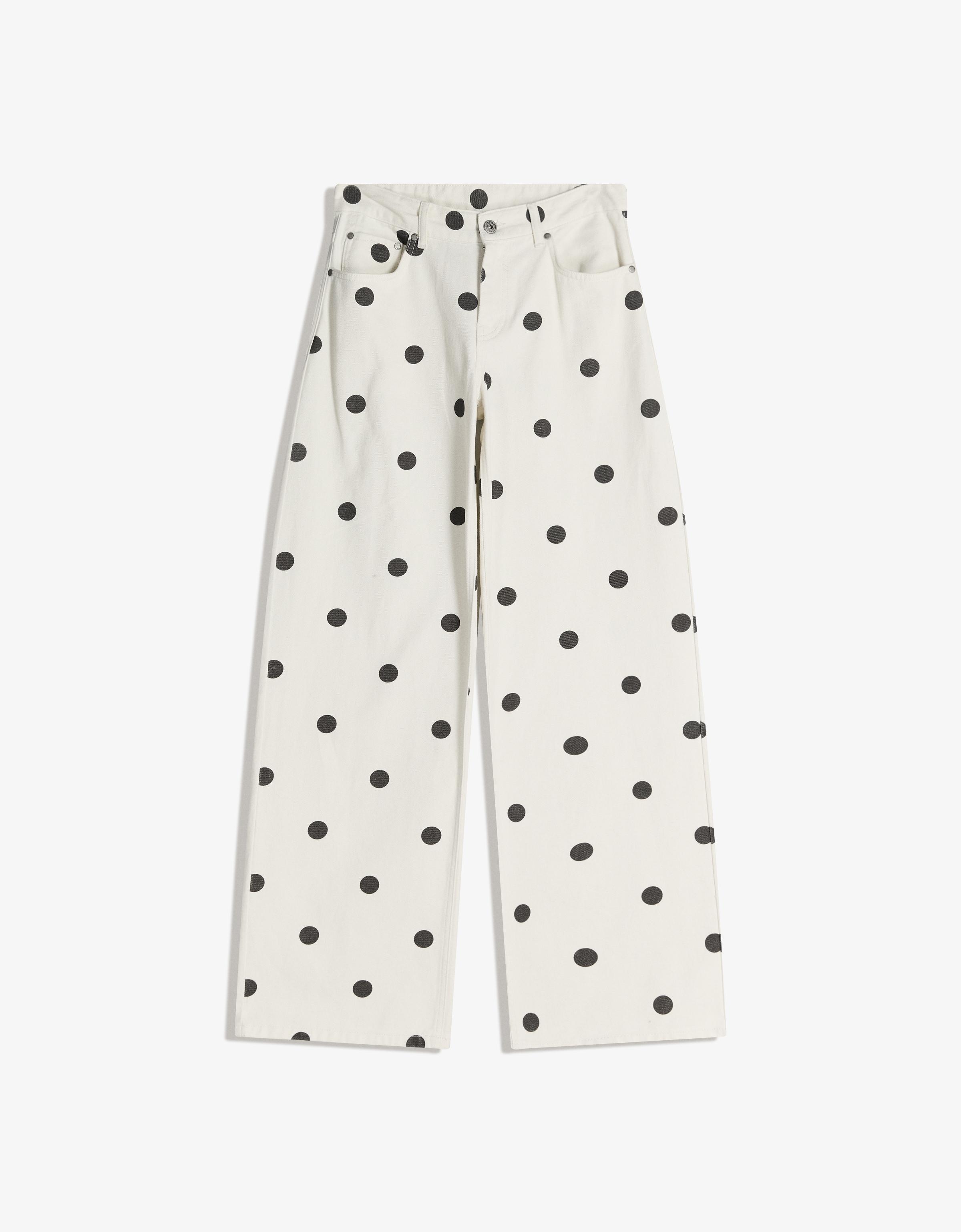 Puantiye desenli baggy pantolon - Görsel 10