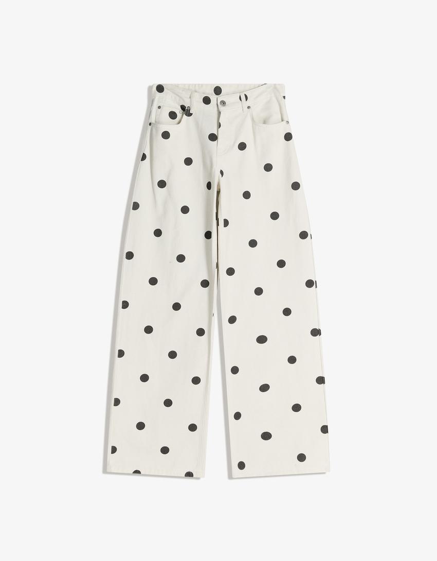 Pantalons baggy de piquets-Blanc