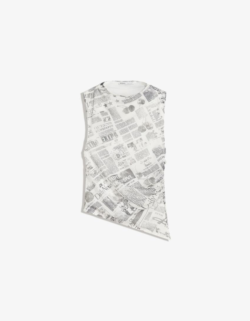 Débardeur mesh asymétrique-Blanc cassé-3
