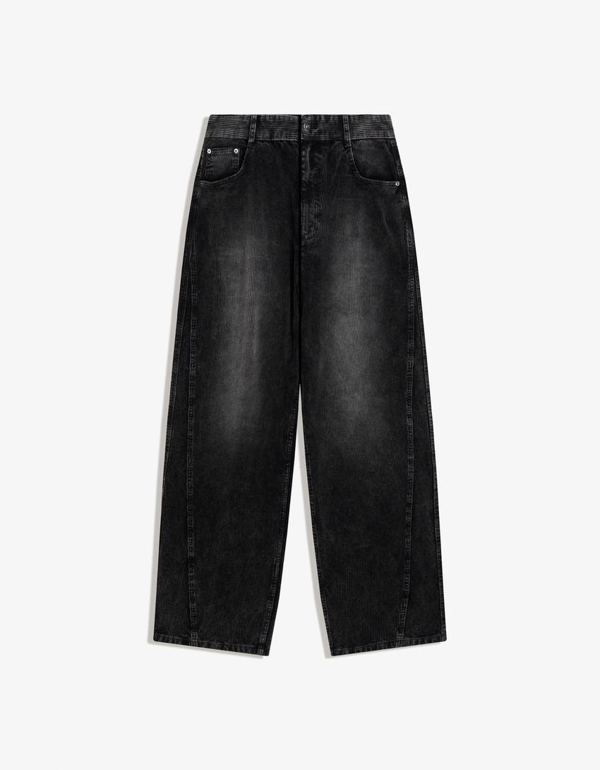 Super Baggy Cordhose-Dunkelgrau