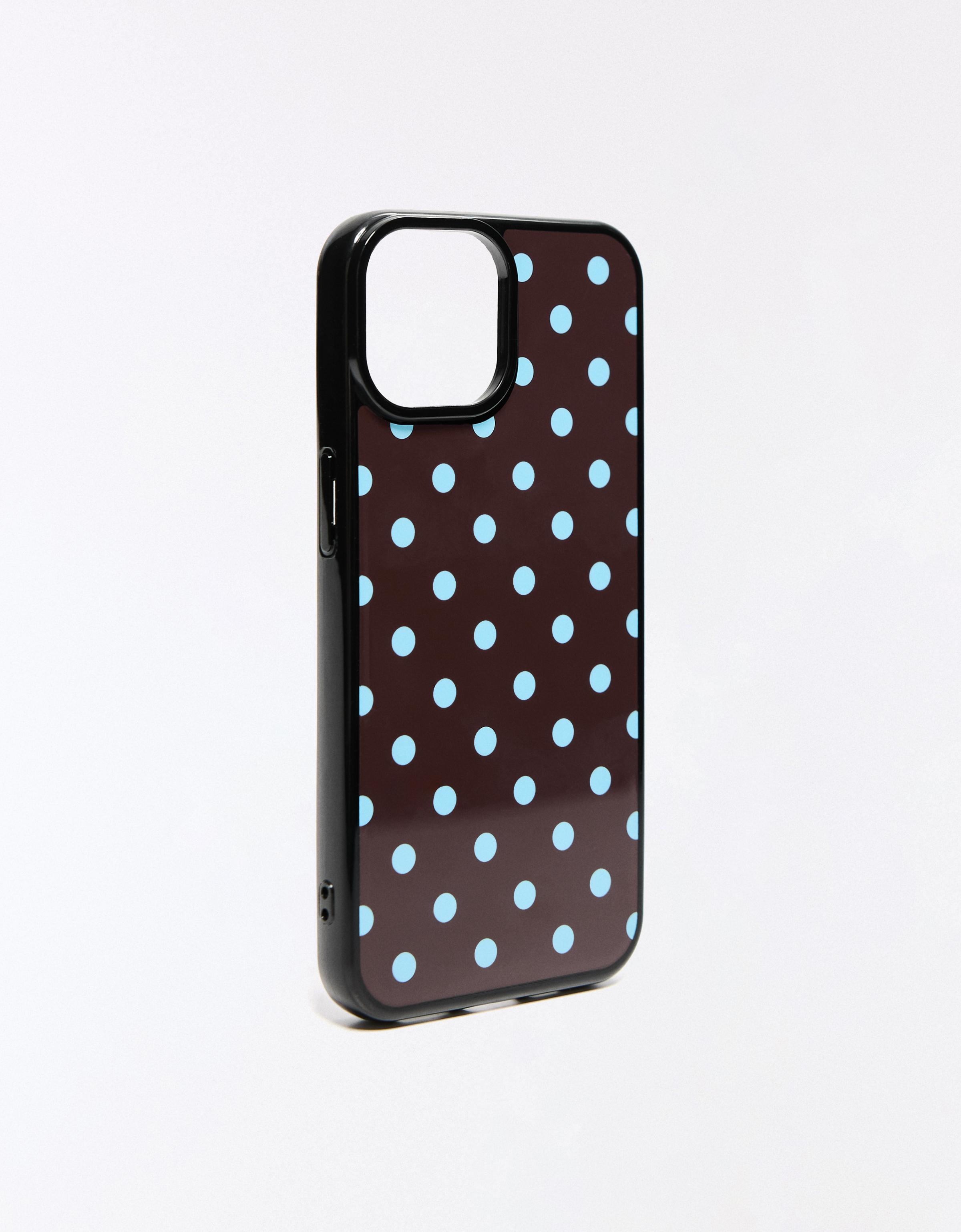 Bershka Polka Dot Mobile Phone Case In Brown