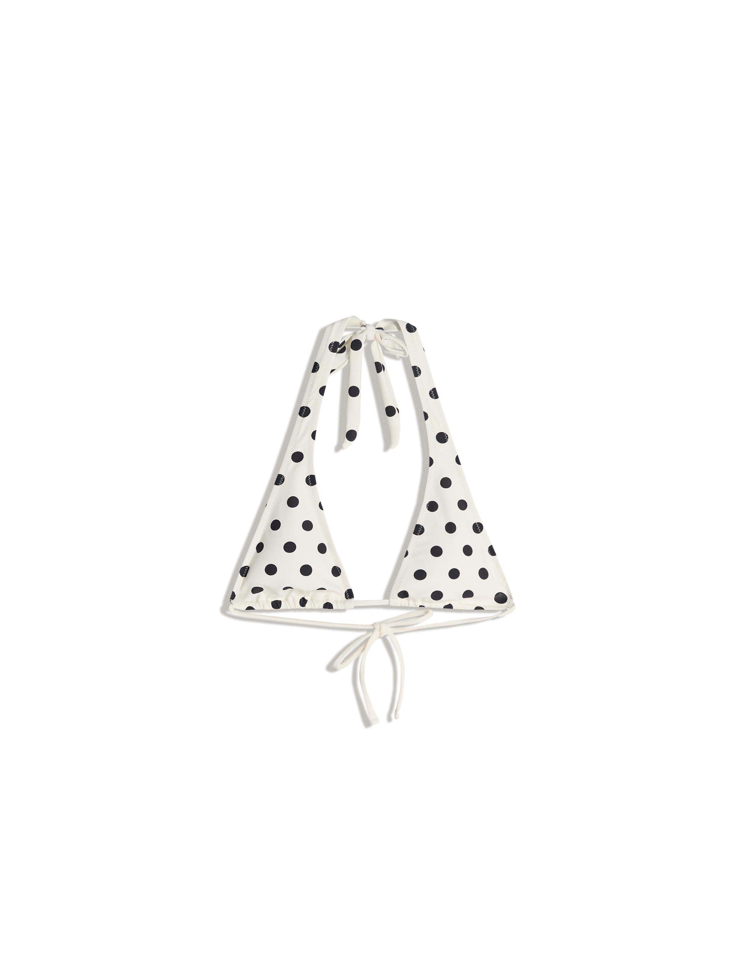 Halter polka dot bikini top — Cream