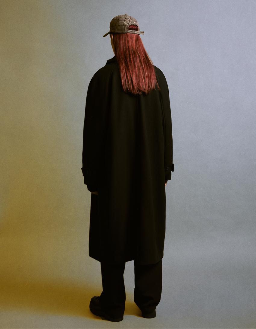 Long wool blend coat-Black