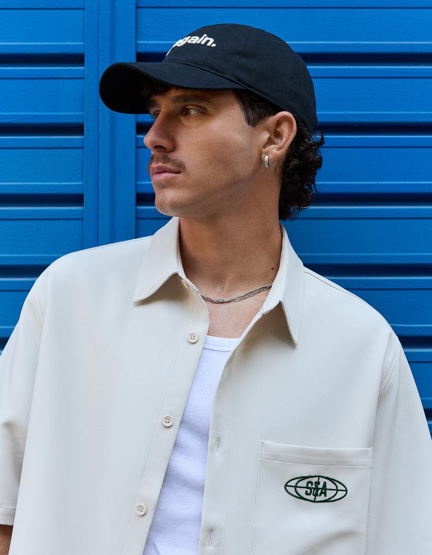Camisa boxy tailoring bordado-Crudo