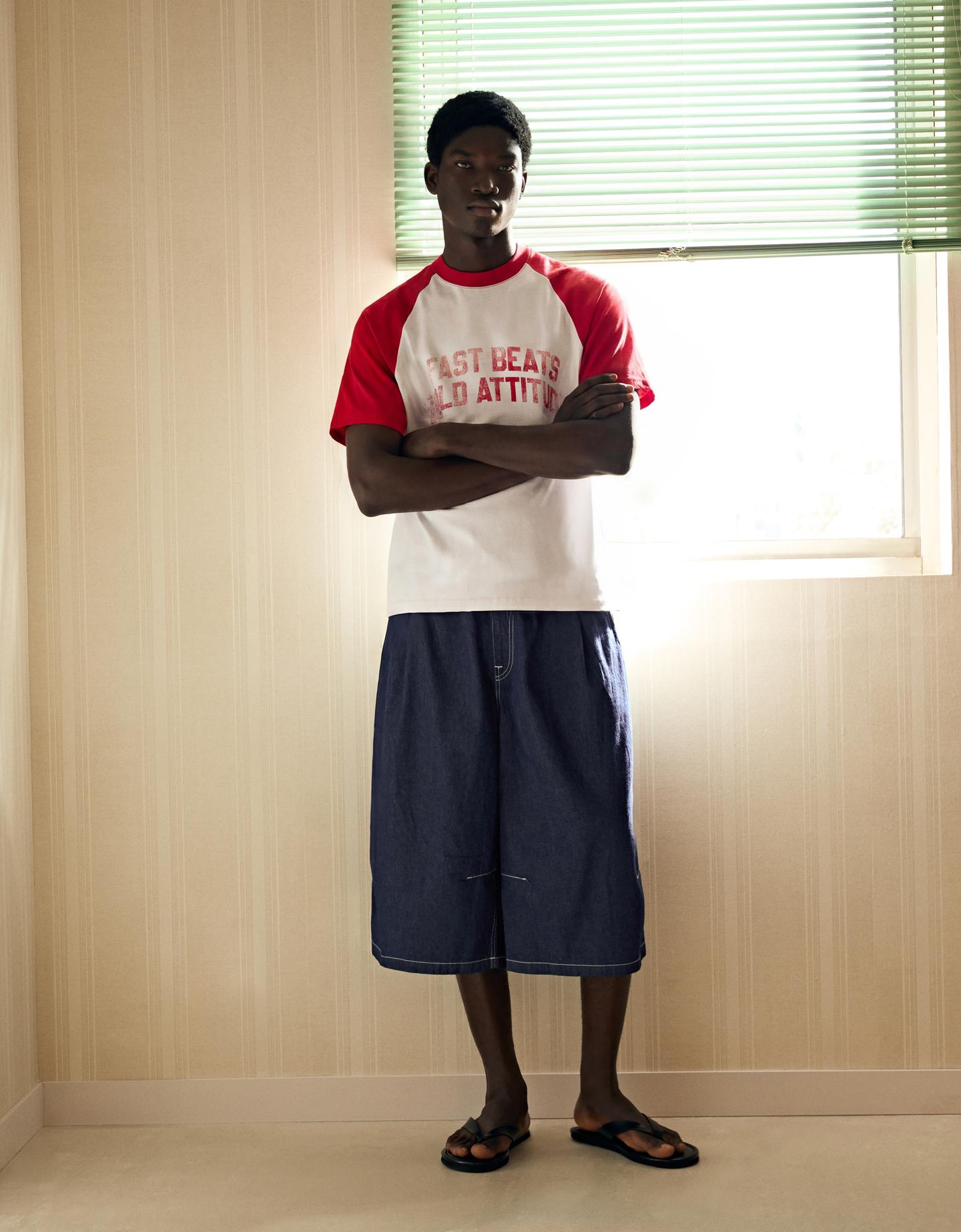 Bershka bermudy jeansowe parachute granatowy