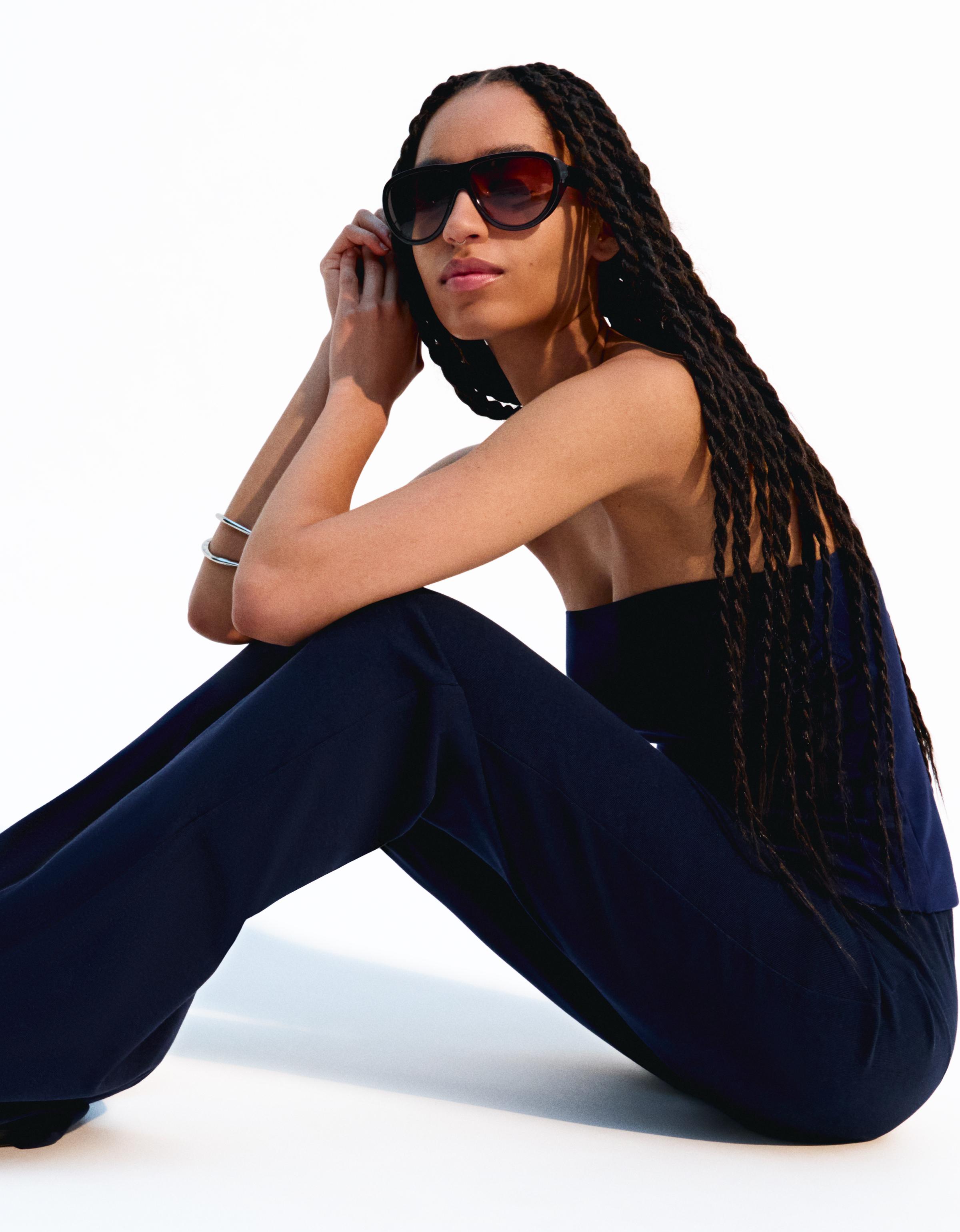 Bershka Schlaghose Damen Xs Marinenblau