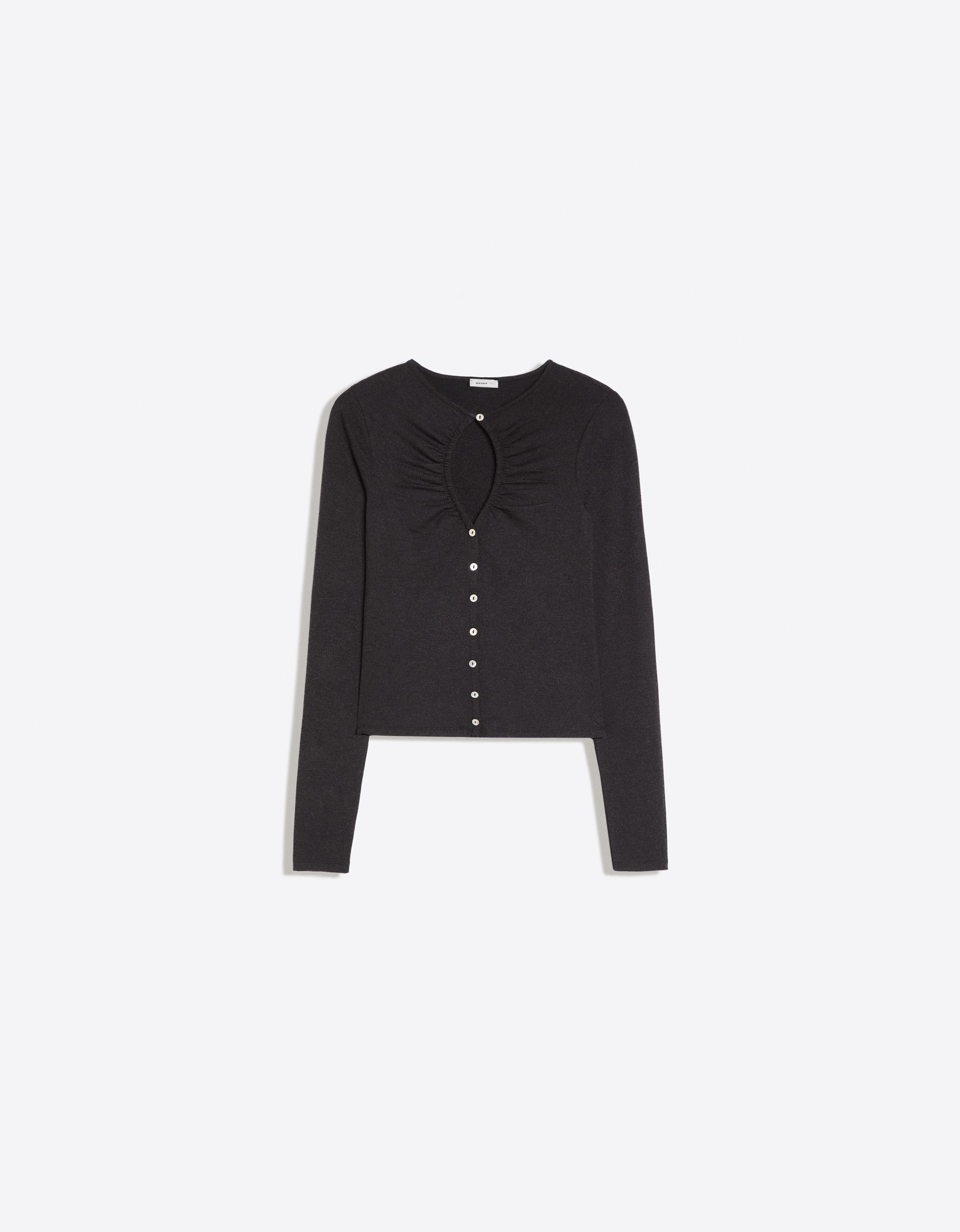 Jacket with neckline split — Grey