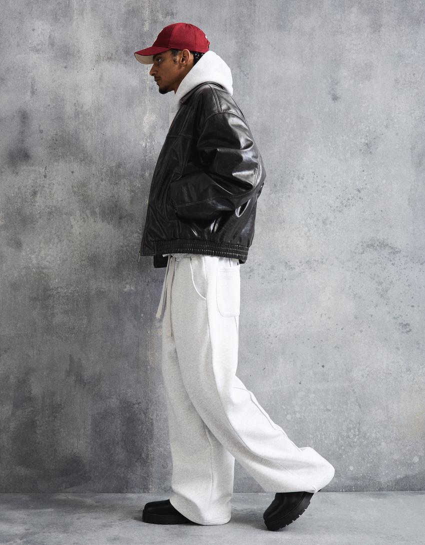 Leather-effect jacket-Black