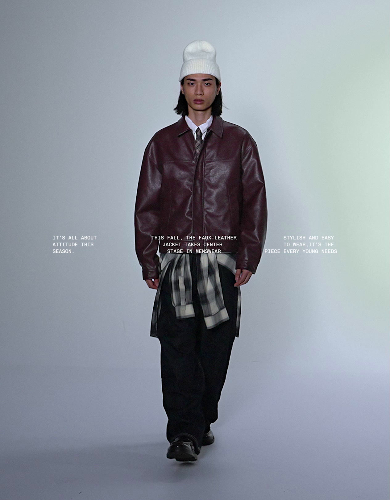 Suni deri boxy fit ceket - Görsel 53