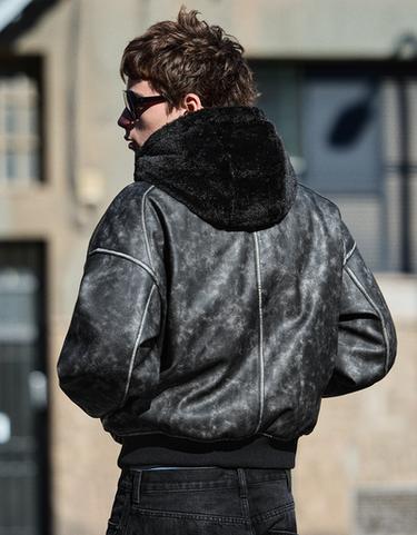 Reversible hood faux fur jacket — Black 2