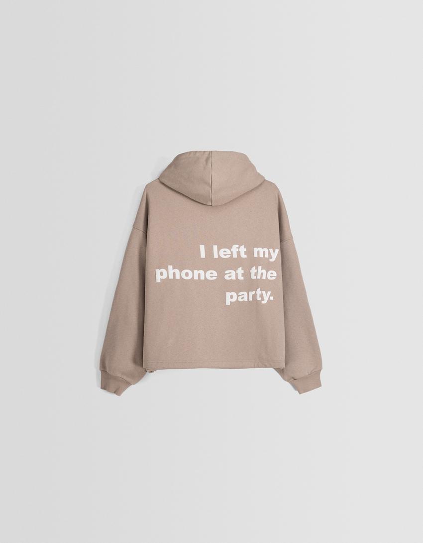 Sweatshirt capuz oversize estampado-Marrom-5