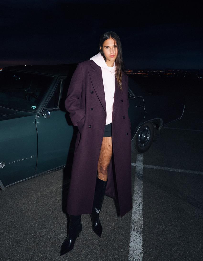 Oversize cloth coat-Burgundy