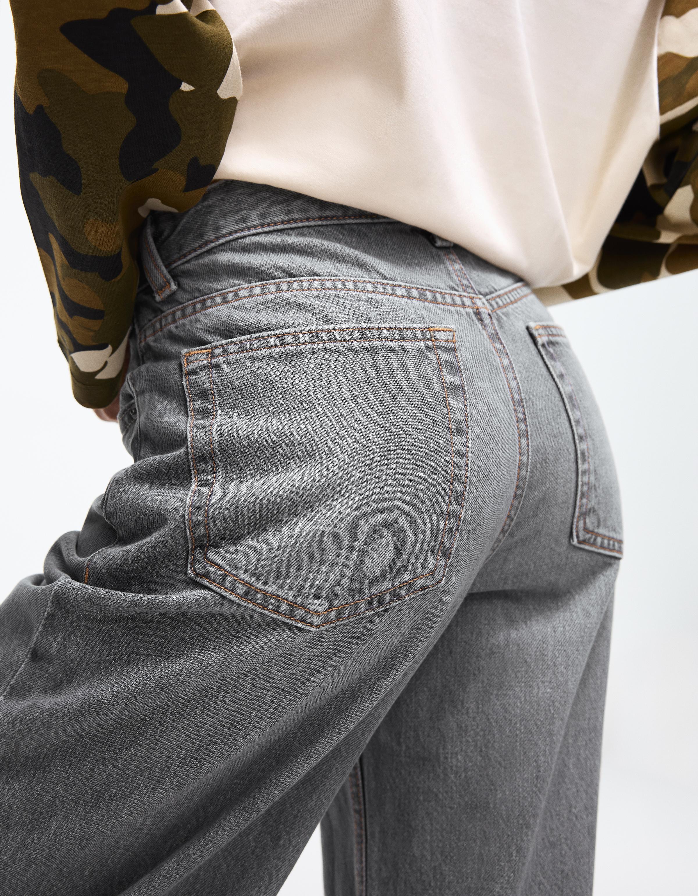 Wide-leg cross-waist jeans — Grey