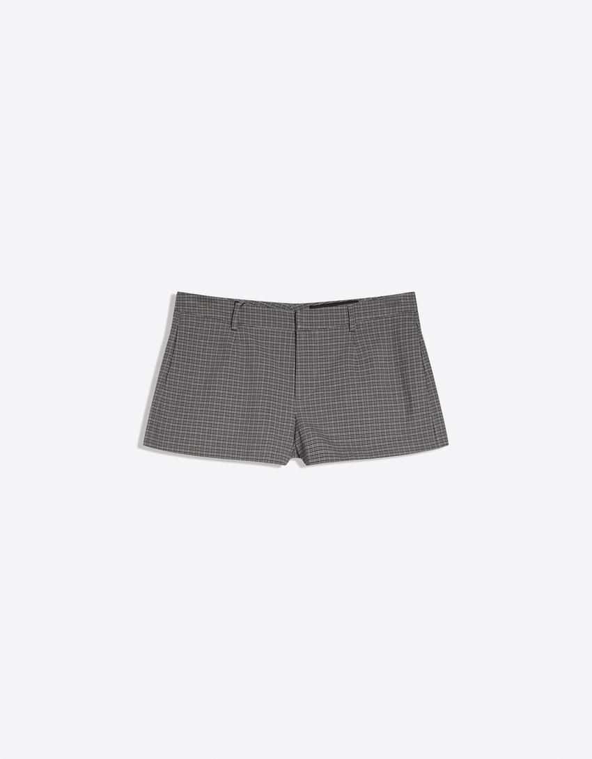 Mini shorts with belt loops-Grey