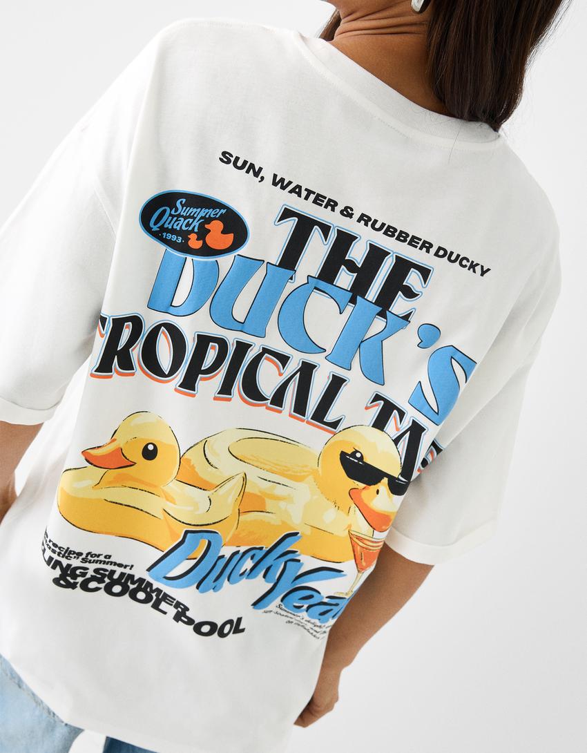 Short sleeve T-shirt with print-Cream-6