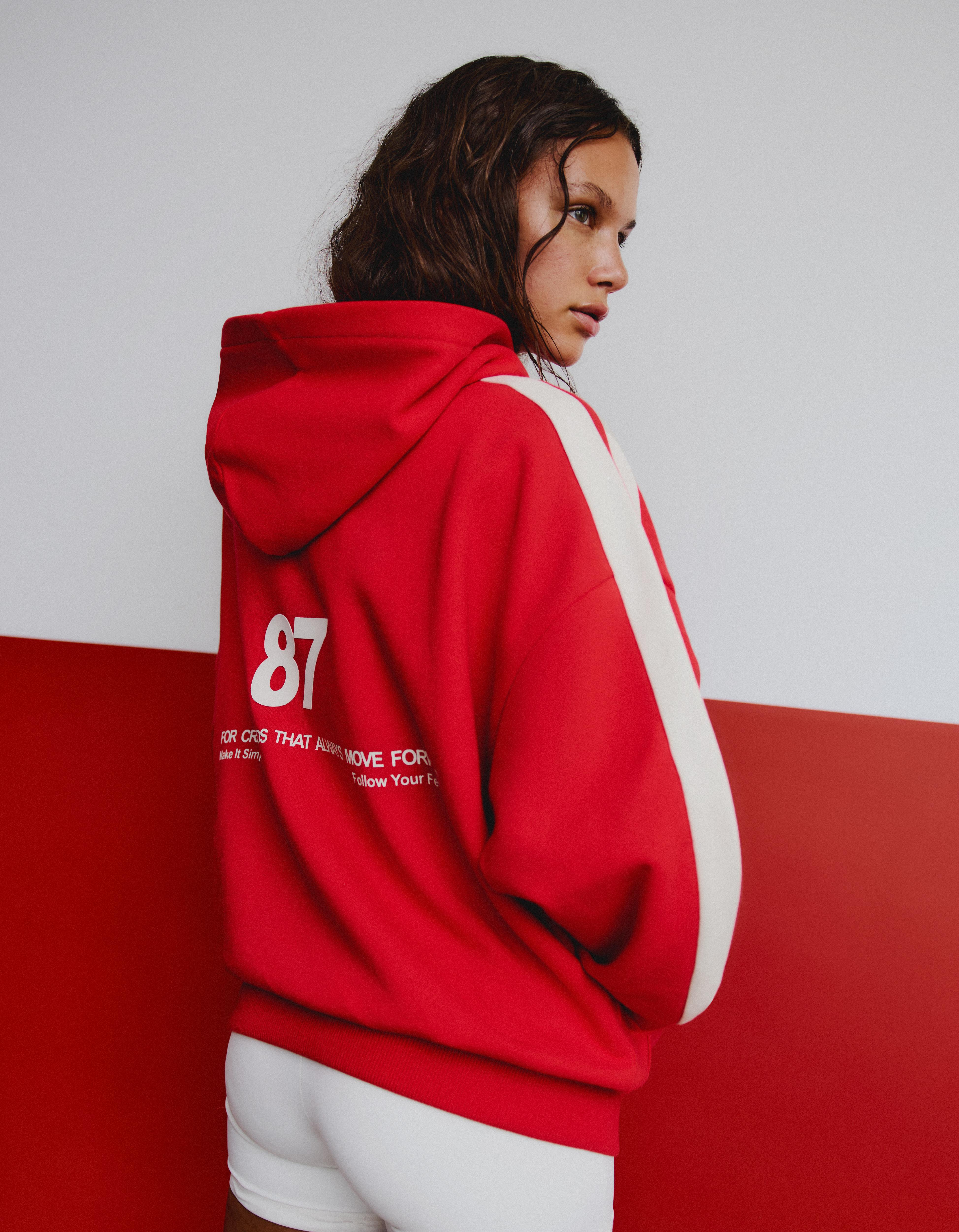 Printed hoodie — Red