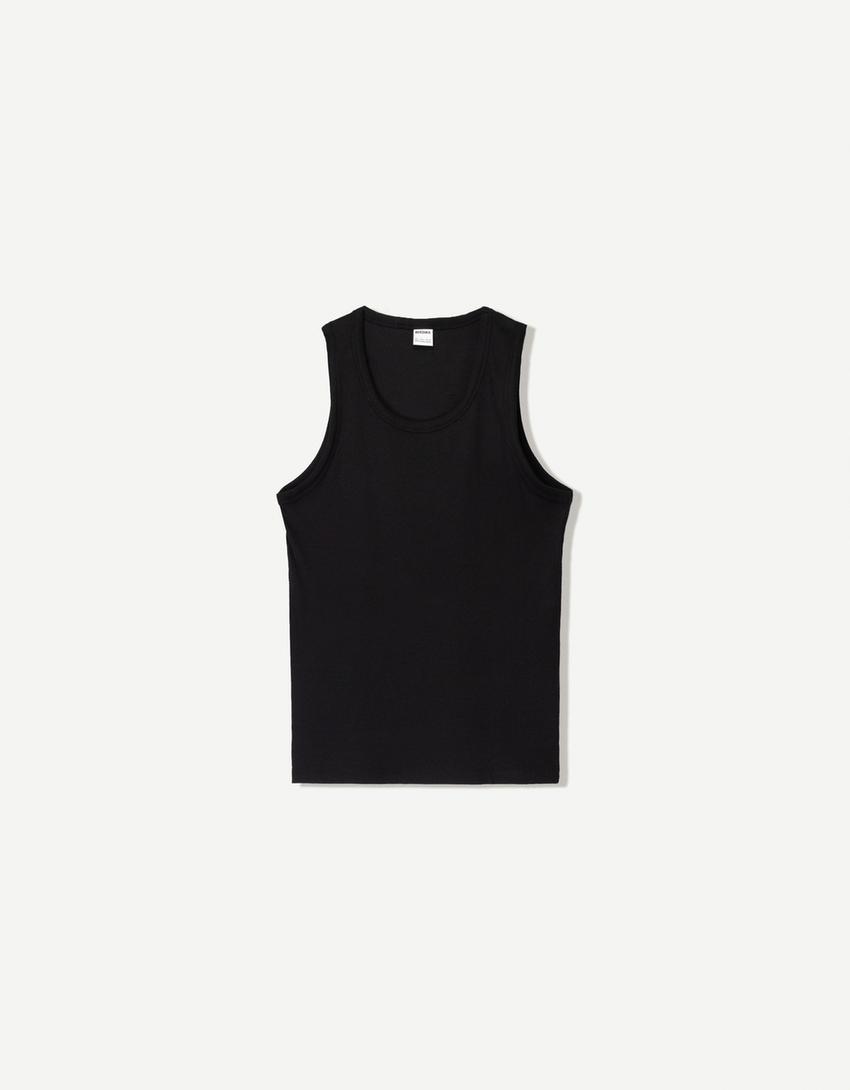 Ribbed vest top-Black-4
