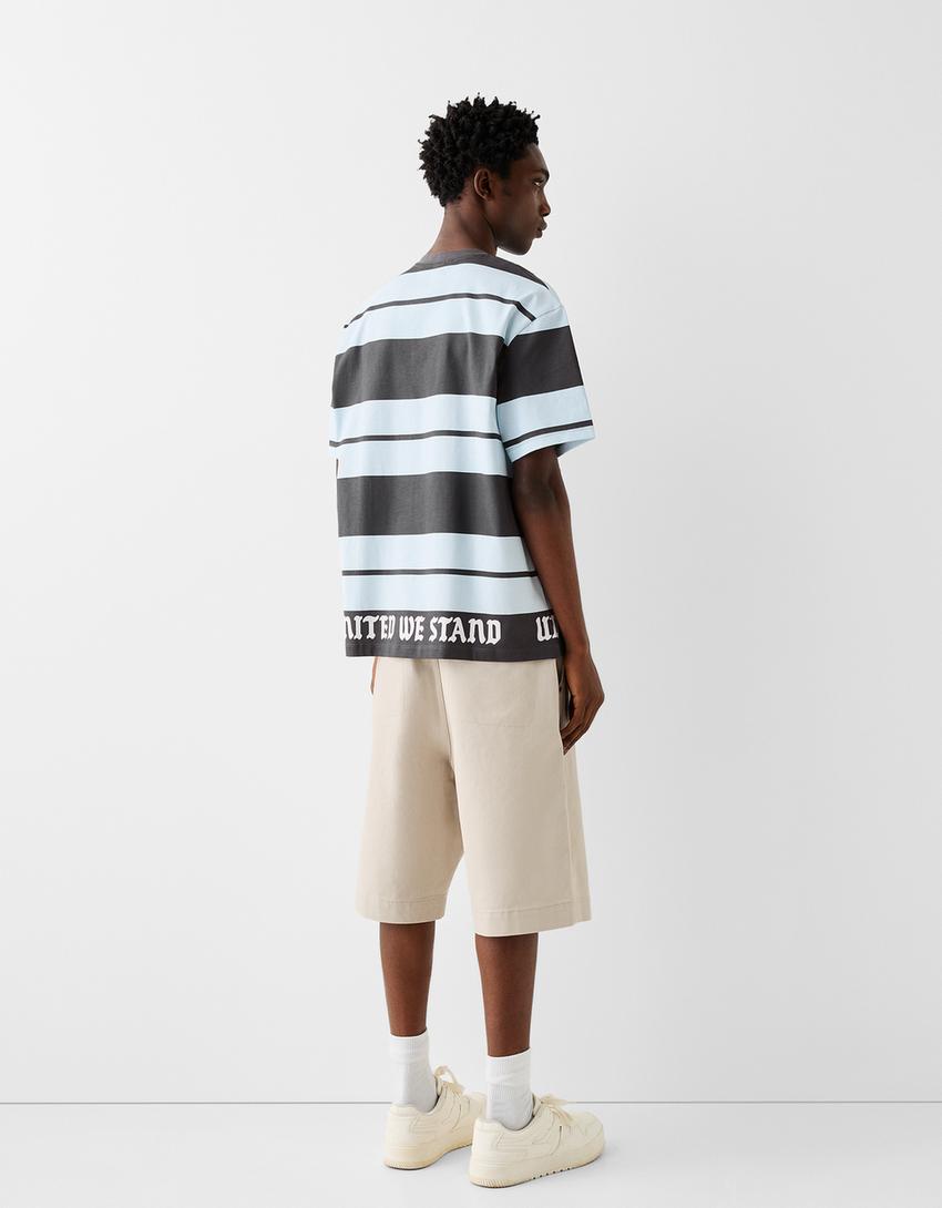 T-shirt manga curta boxy fit-Cinza-1