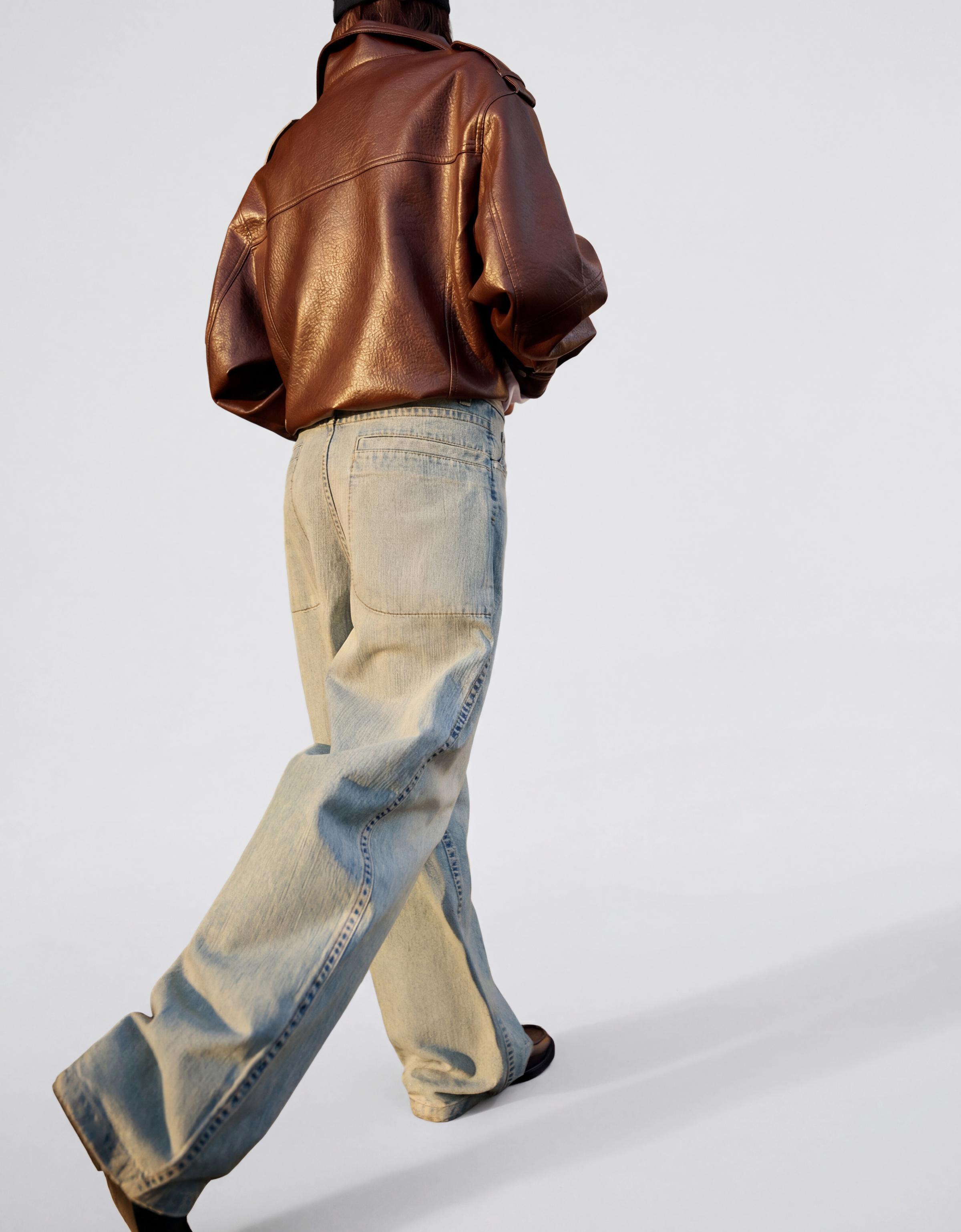 Süper geniş paça düşük bel jean - Görsel 29