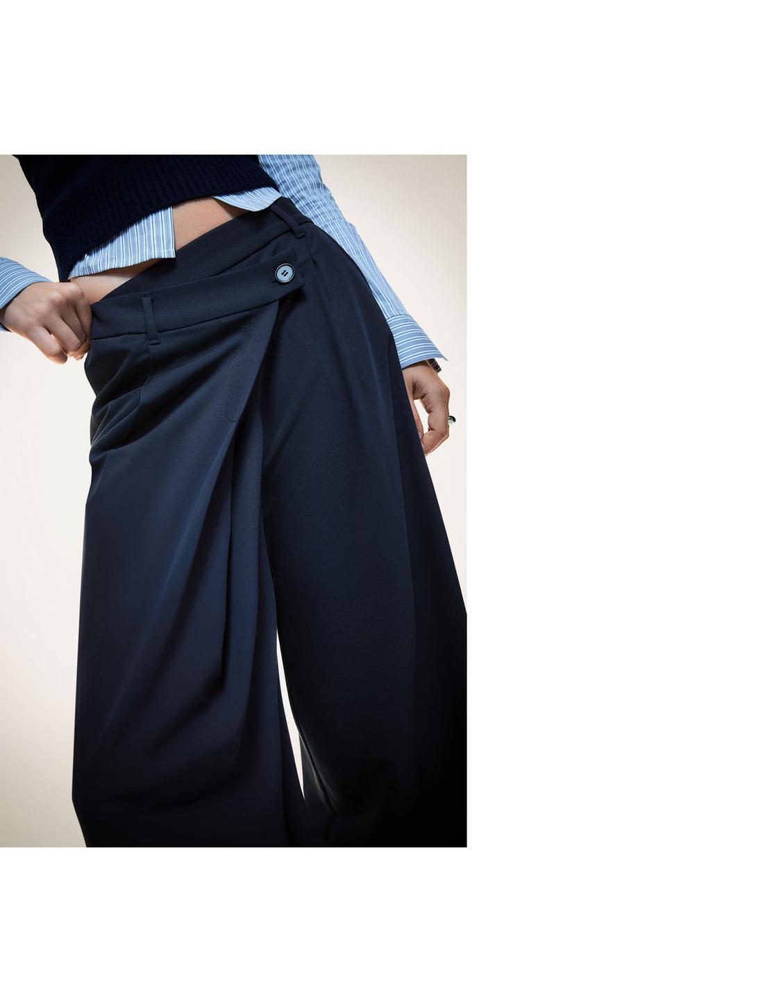 Tailored fit trousers with crossover waist