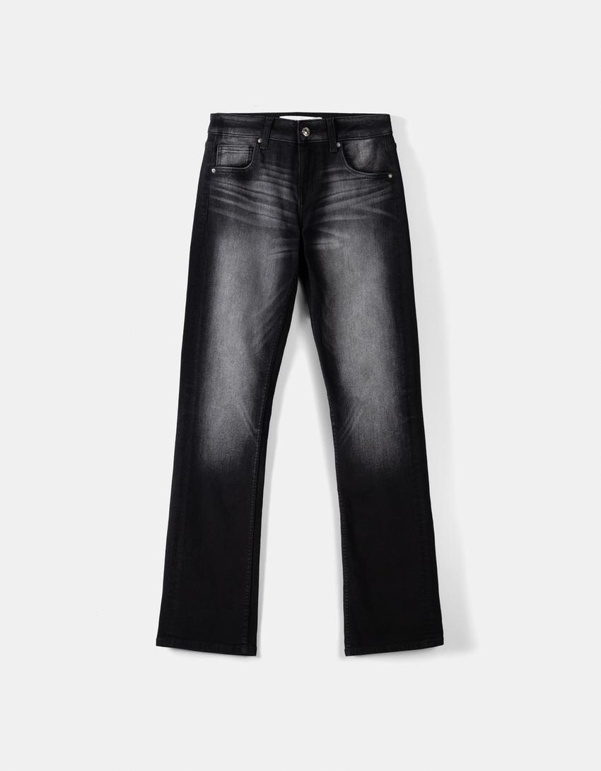 Low-waist straight fit jeans-Black-4