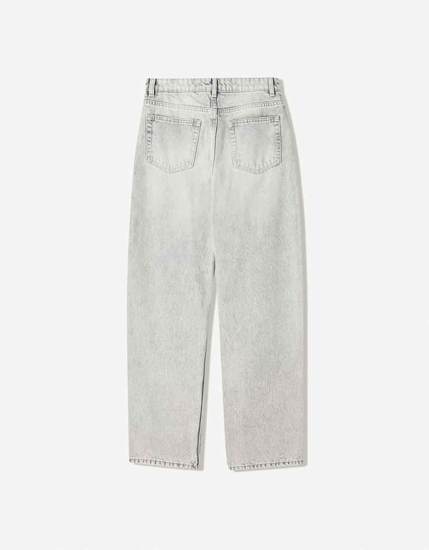 Wide-Leg-Jeans im Straight-Fit-Grau-4