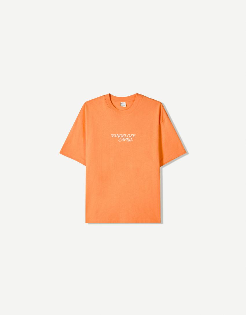 T-shirt met print en korte mouw-Oranje-4