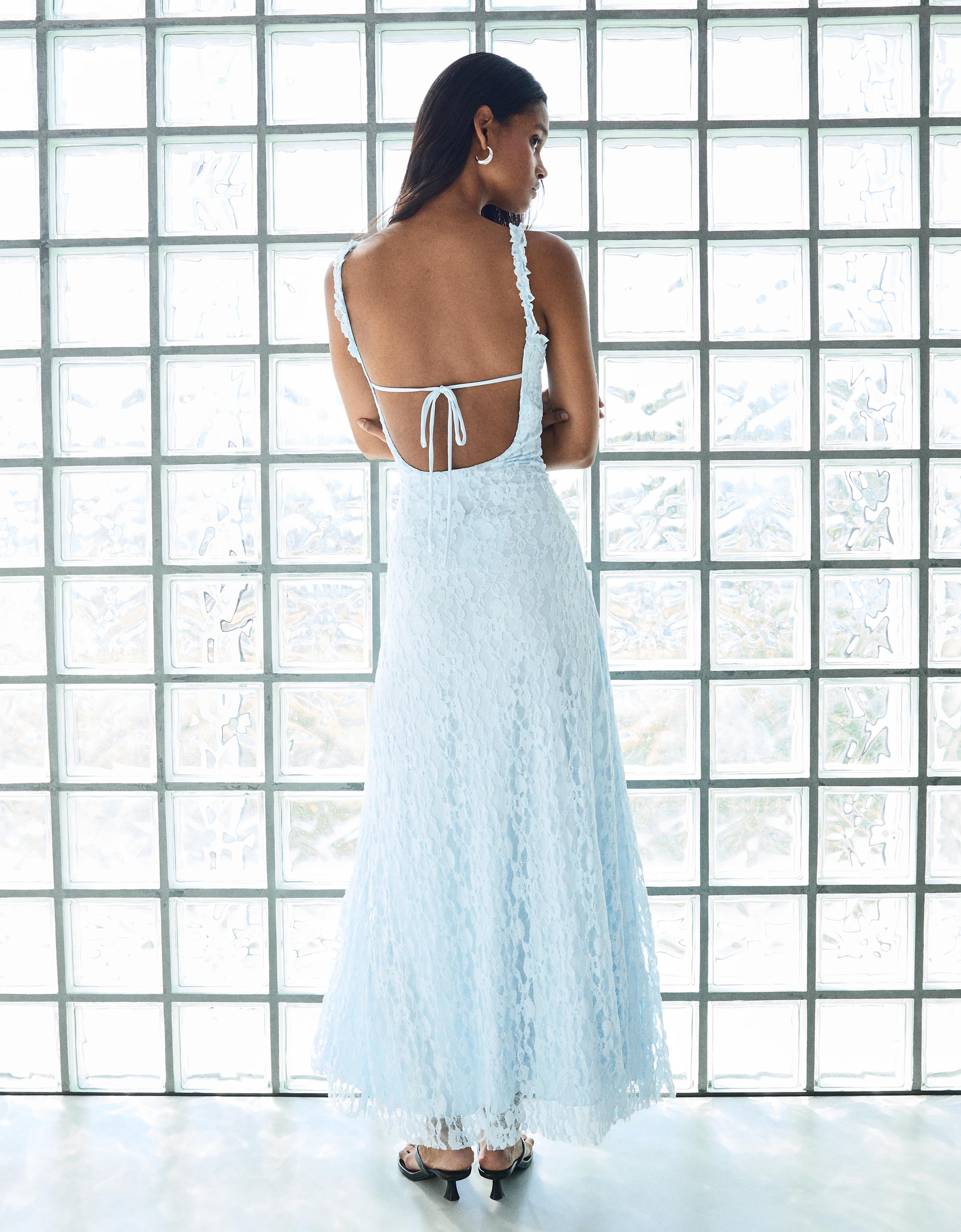 Lace midi dress — Light blue
