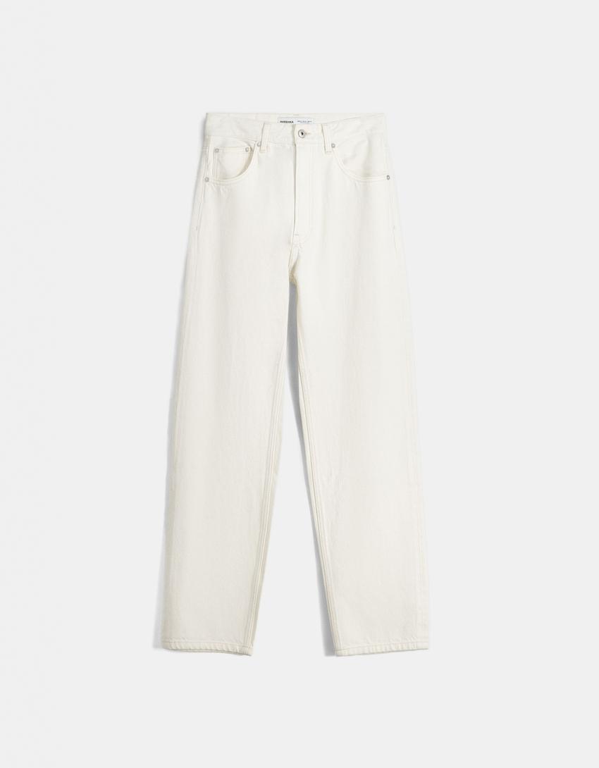 Straight fit ’90s jeans-Cream-4