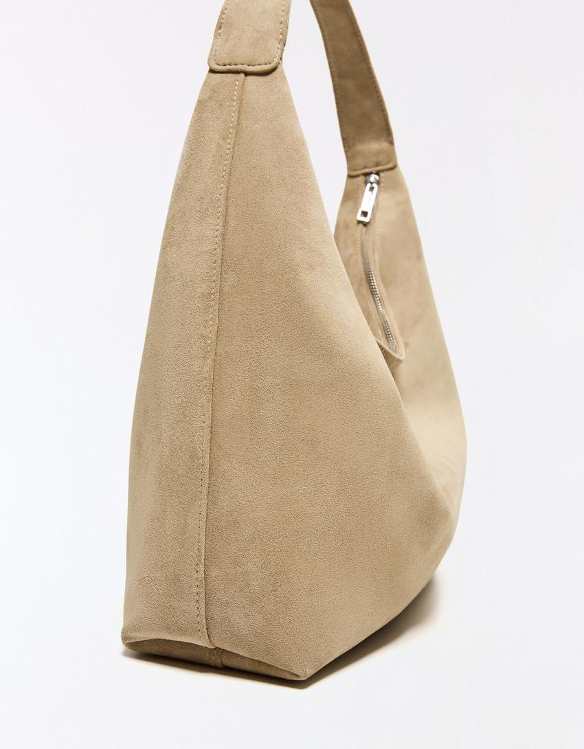 Faux suede bag-Camel